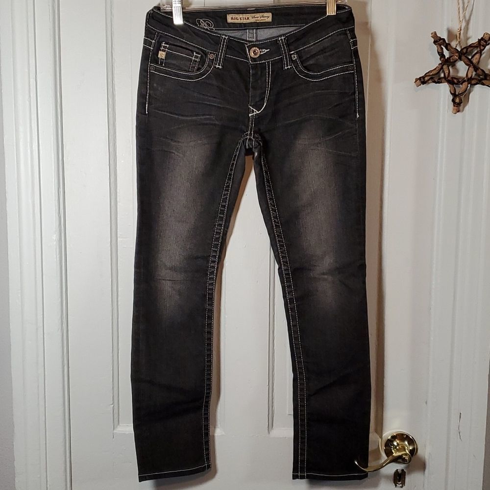 Big Star Sweet Skinny Ultra-Liw Fit Skinny Jeans Black Thick Stitching 27R